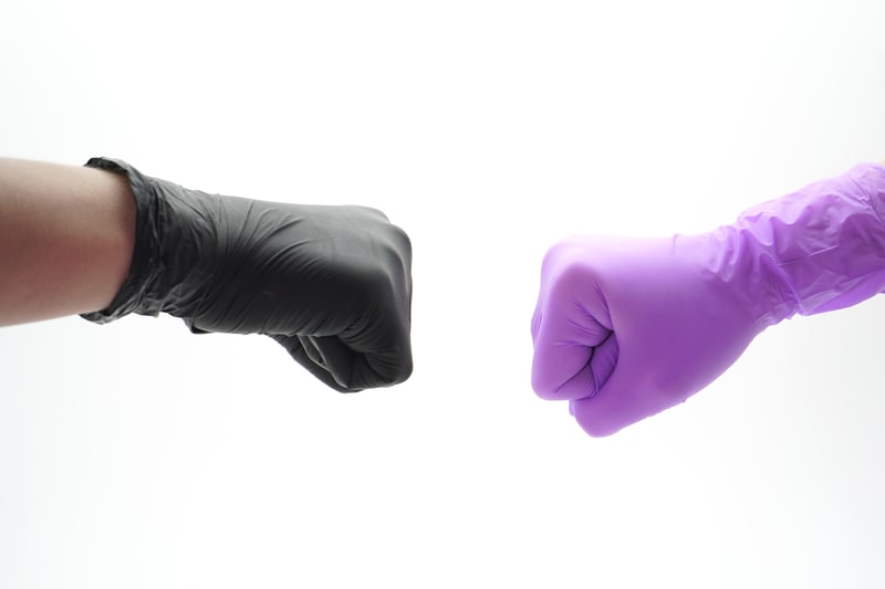 Ribbed store rubber gloves