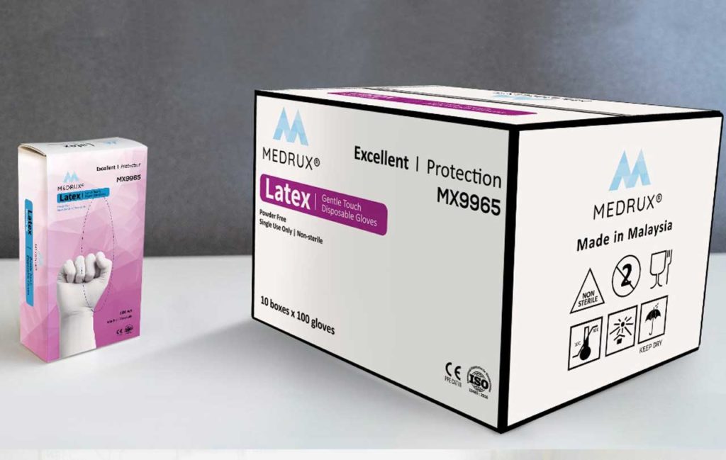 Latex Examination Powder Free MEDRUX Carton + Box