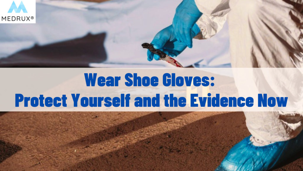 Wearing gloves while processing a crime scene